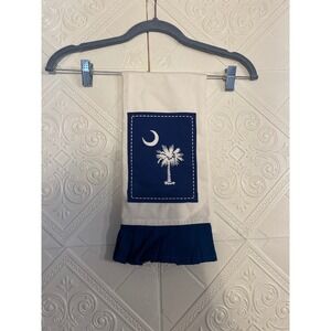 Brownlow Gifts South Carolina Palmetto State Flag Tea Towel Navy White Ruffle